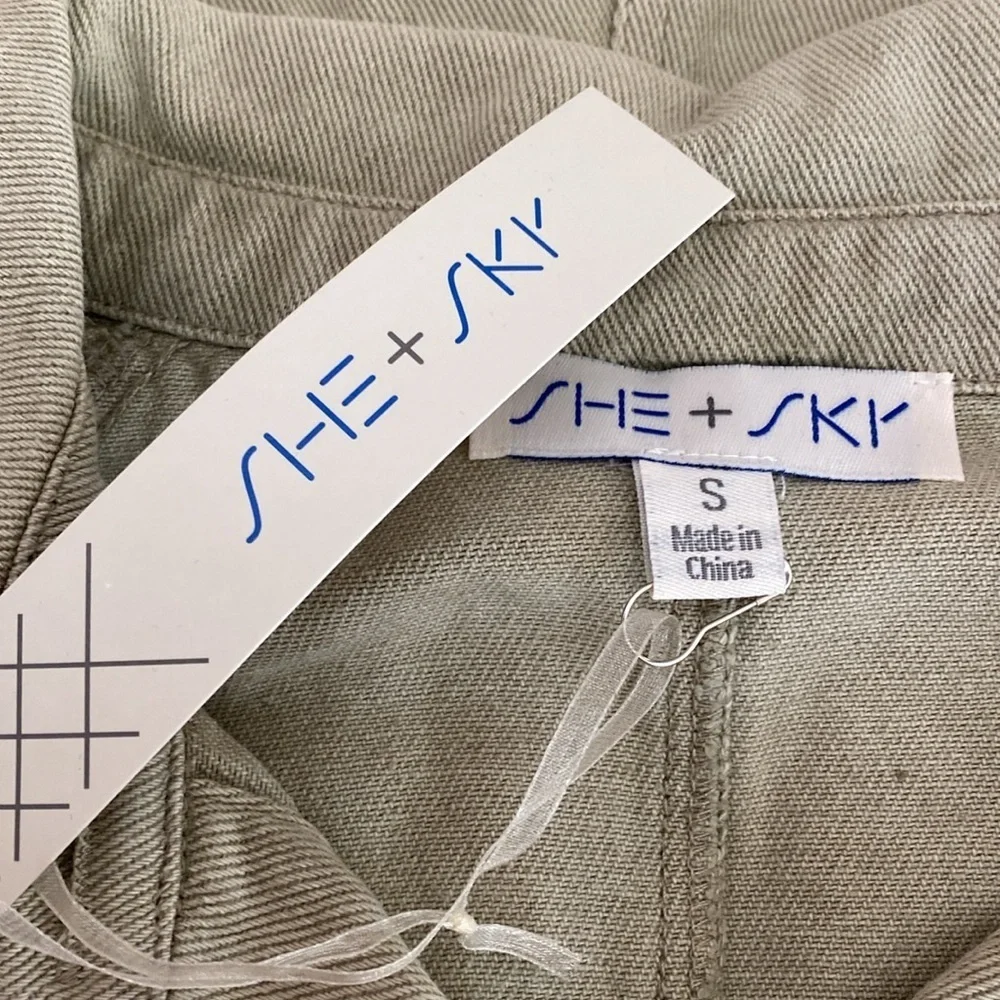 She + Sky Olive Green Denim Dress - Picture 10 of 11